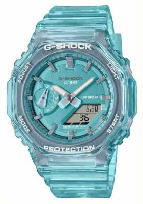 Casio Unisex zegarek szkieletowy x metalowa tarcza z niebieskim paskiem z galaretką GMA-S2100SK-2AER