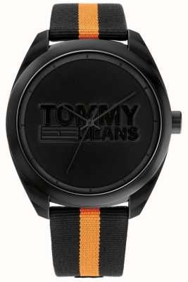 Tommy Jeans Męskie | czarna tarcza | czarno-pomarańczowy nylonowy pasek 1792042