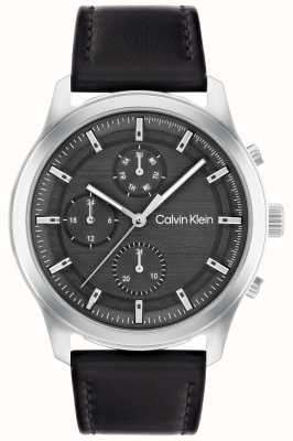Calvin Klein Męskie | czarna tarcza chronografu | czarny skórzany pasek 25200211