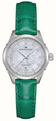 Hamilton Jazzmaster lady auto z masy perłowej zielony pasek H32275890