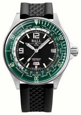 Ball Watch Company Engineer master ii diver worldtime (42mm) zielona tarcza czarny gumowy pasek DG2232A-PC-GRBK