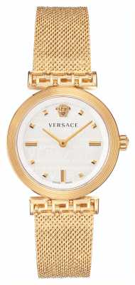 Versace Meander | biała tarcza | złota bransoletka z siatki pvd VELW00820