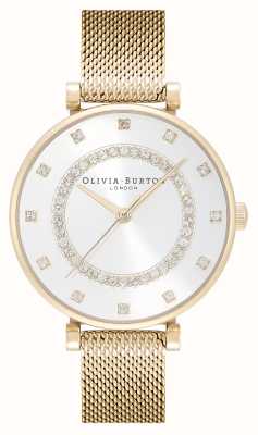 Olivia Burton Belgrad | srebrna tarcza | zestaw kryształów | bransoletka ze złotej siatki ze stali 24000005