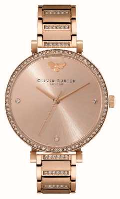 Olivia Burton Belgrad | tarcza z różowego złota | zestaw kryształów | bransoletka ze stali nierdzewnej w kolorze różowego złota 24000003
