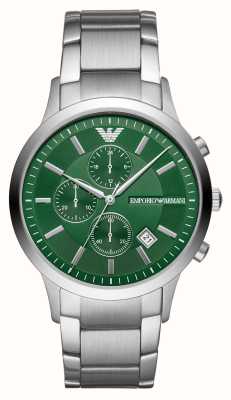 Emporio Armani Męskie | zielona tarcza chronografu | bransoletka ze stali nierdzewnej AR11507