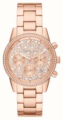 Michael Kors Ritz | kryształowa tarcza chronografu | bransoletka ze stali nierdzewnej w kolorze różowego złota MK7302