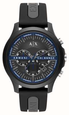 Armani Exchange Męskie | czarna tarcza chronografu | czarny silikonowy pasek AX2447