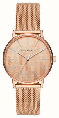 Armani Exchange damskie | tarcza z różowego złota | bransoletka ze stali w kolorze różowego złota AX5584