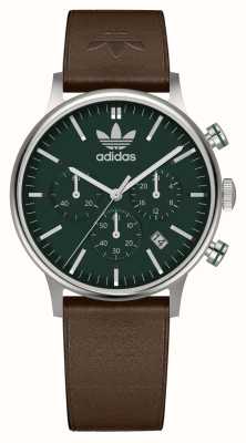 Adidas Kod jeden chronograf | zielona tarcza | brązowy pasek z ekoskóry AOSY22531