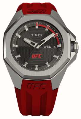 Timex x UFC Profesjonalna czarna tarcza / czerwony silikonowy pasek TW2V57500