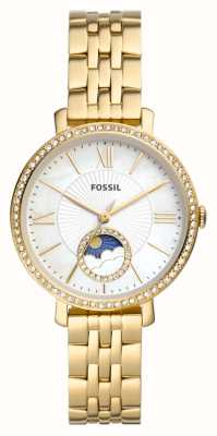 Fossil Jacqueline | biała tarcza słońca i księżyca | złota bransoleta ze stali szlachetnej ES5167
