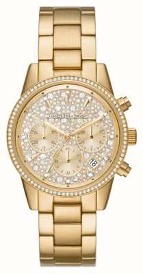 Michael Kors Ritz | kryształowa tarcza chronografu | złota bransoleta ze stali szlachetnej MK7310