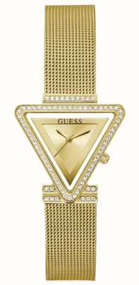 Guess Sława kobiet | złota trójkątna tarcza | stalowa bransoletka typu mesh w kolorze złotym GW0508L2