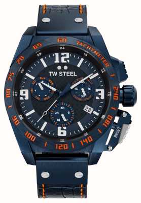 TW Steel Limitowana edycja chronografu mistrzostw świata w rajdach Canteen (46 mm) z niebieską tarczą i niebieskim skórzanym paskiem TW1020