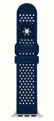 Armani Exchange Pasek do zegarka Apple (42/44/45mm) niebieski silikon AXS8012