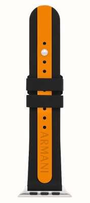 Armani Exchange Pasek do zegarka Apple (42/44/45mm) czarno-pomarańczowy silikon AXS8017