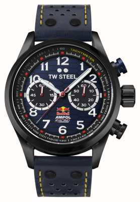 TW Steel Chronograf wyścigowy Red Bull Ampol (48 mm), niebieska tarcza i niebieski włoski skórzany pasek wyścigowy VS94