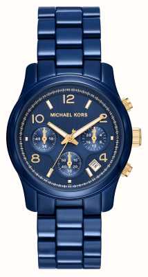 Michael Kors Wybieg dla kobiet | niebieska tarcza chronografu | niebieska bransoleta ze stali nierdzewnej MK7332