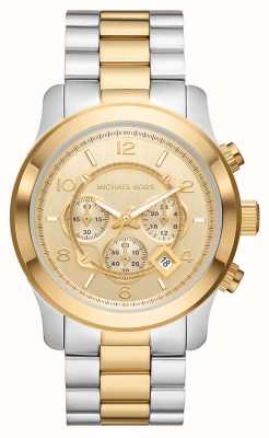 Michael Kors pas startowy | złota tarcza chronografu | dwukolorowa bransoleta ze stali szlachetnej MK9075