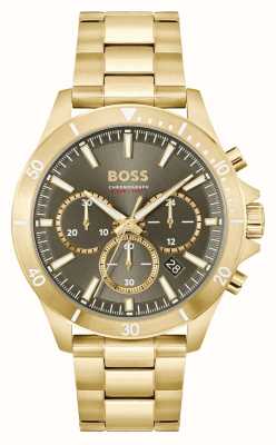 BOSS Troper męski | tarcza chronografu w kolorze khaki | złota bransoleta ze stali szlachetnej 1514059