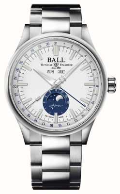 Ball Watch Company Kalendarz księżycowy Inżyniera II | 40mm | edycja limitowana | biała i niebieska tarcza | bransoleta ze stali nierdzewnej NM3016C-S1J-WH