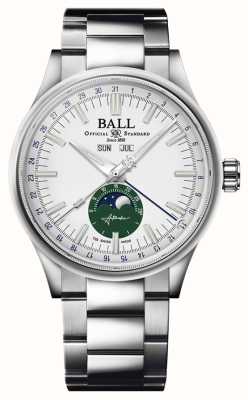 Ball Watch Company Kalendarz księżycowy Inżyniera II | 40mm | edycja limitowana | biała tarcza | bransoletka ze stali szlachetnej | NM3016C-S1J-WHGR