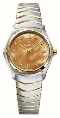 EBEL Sportowa klasyczna dama - tarcza zegara słonecznego z 8 diamentami (29 mm) / 18-karatowe złoto i stal nierdzewna 1216595