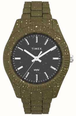 Timex Męska bransoletka z czarnej tarczy z zielonymi plamkami #tide z materiału oceanicznego pochodzącego z recyklingu TW2V77100
