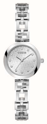 Guess Damska bransoleta ze stali szlachetnej ze srebrną tarczą z logo GW0549L1