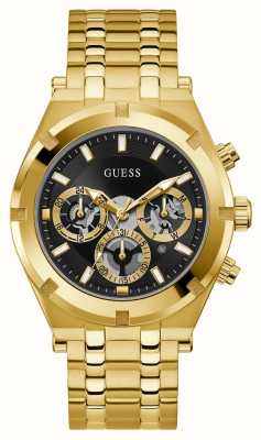 Guess Męska bransoleta ze stali szlachetnej w kolorze czarnym z chronografem w kolorze złotym GW0260G2