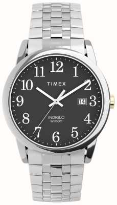 Timex Męska, łatwa w obsłudze, czarna tarcza / rozwijana bransoleta ze stali nierdzewnej TW2V40200