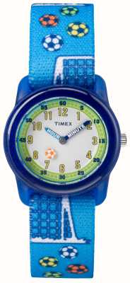 Timex Dziecięca (29 mm) biała tarcza / niebieski pasek do piłki nożnej TW7C16500