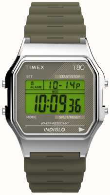 Timex 80 zielony wyświetlacz cyfrowy / zielony pasek z żywicy TW2V41100