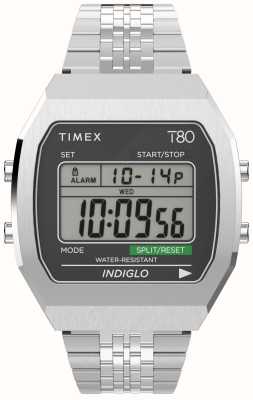 Timex Wyświetlacz cyfrowy T80, bransoleta ze stali nierdzewnej, ex-display TW2V74200 EX-DISPLAY