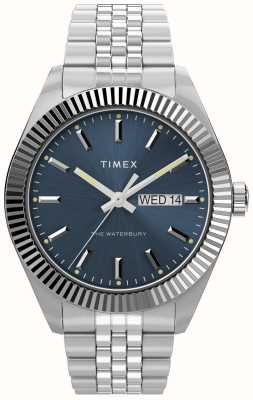 Timex Męski zegarek Waterbury (41 mm) z niebieską tarczą / bransoletą ze stali nierdzewnej TW2V46000