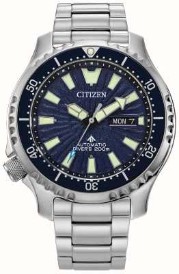 Citizen Męski automatyczny zegarek promaster diver (44 mm) z niebieską tarczą / bransoletą ze stali nierdzewnej NY0136-52L