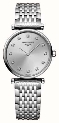 LONGINES La grande classique de longines srebrna tarcza wysadzana diamentami / bransoleta ze stali nierdzewnej L42094706