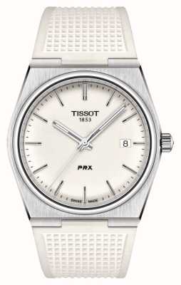 Tissot Prx (40 mm) biała świecąca tarcza / biały gumowy pasek T1374101701100