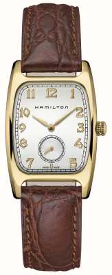 Hamilton Amerykański klasyczny kwarc Boulton * Indiana Jones - 2023 * (27 mm) biała tarcza / brązowa skóra cielęca H13431553
