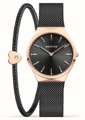 Bering Klasyczny zestaw upominkowy zegarek + bransoletka z polerowanego różowego złota 12131-169-GWP