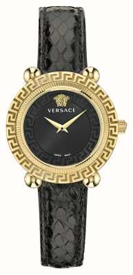 Versace Czarna tarcza Greca Twist (35 mm) / czarna skóra VE6I00323