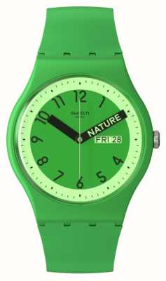 Swatch Dumnie zielona zielona tarcza / zielony silikonowy pasek SO29G704
