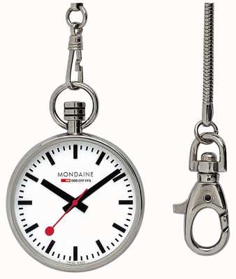 Mondaine Oficjalny zegarek kieszonkowy Swiss Railways (43 mm) z białą tarczą / stalą nierdzewną A660.30316.11SBB