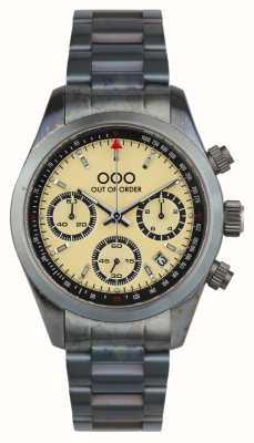 Out Of Order Kremowy sportowy chronografo (40 mm) kremowa tarcza / bransoleta ze stali nierdzewnej OOO.001-23.CR.AC