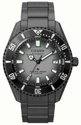 Citizen Męski automatyczny zegarek Promaster (41 mm) z szarą tarczą i czarną supertytanową bransoletą NB6025-59H