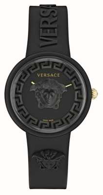 Versace Czarna tarcza Medusa pop (39 mm) i czarny silikonowy pasek VE6G00223