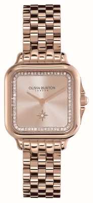 Olivia Burton Miękka kwadratowa (28 mm) bransoleta ze stali nierdzewnej w kolorze różowego złota / różowego złota 24000085