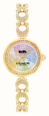 Coach Tarcza z tęczowego kryształu Gracie (23 mm) i bransoleta ze stali nierdzewnej w kolorze złota 14504220
