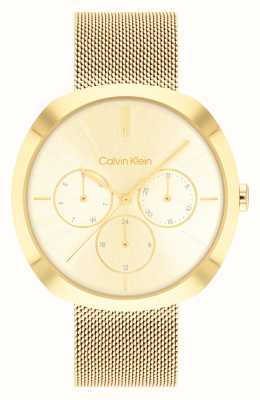 Calvin Klein Kształt (38,5 mm) złota tarcza / stalowa bransoleta typu mesh 25200339