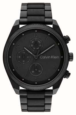 Calvin Klein Męski Impact (44 mm) czarna tarcza / czarna bransoleta ze stali nierdzewnej 25200359
